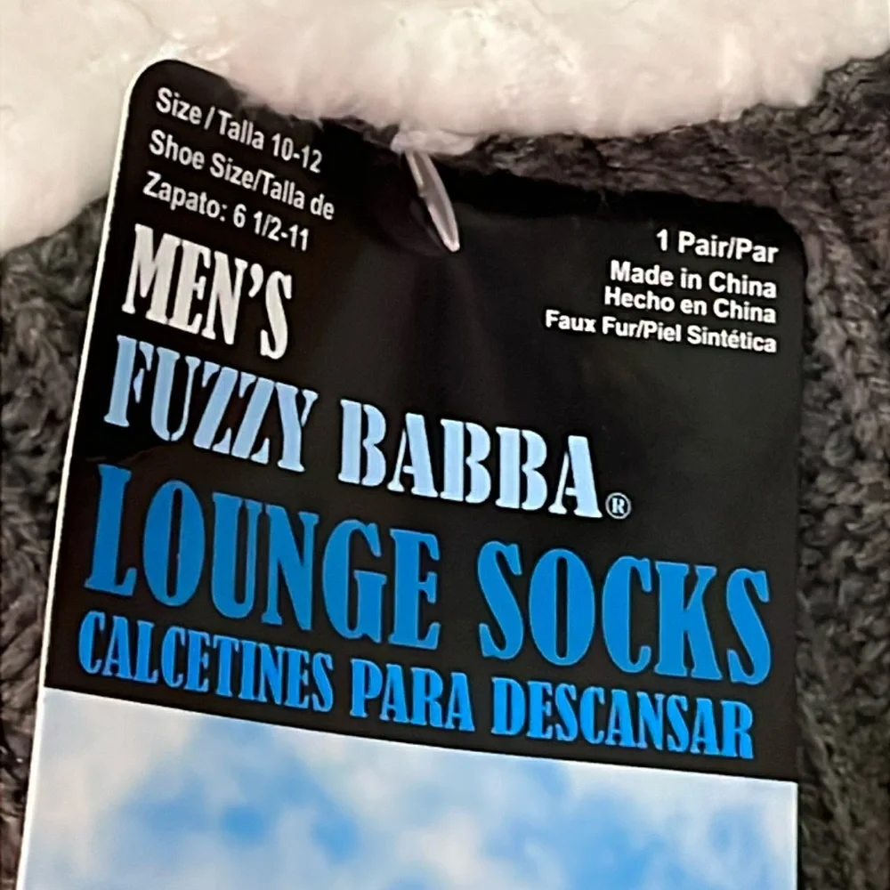 NWT Men's Fuzzy Babba Cable Knit Sherpa-Lined Socks, Non-Skid, Dark Grey